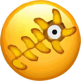 🤯 Fischgräte, Auge, Gelb, Kreisförmig, Emoji whatsapp sticker