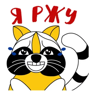 😁 Я РЖУ rakun, tertawa, lucu, ekspresi, hewan, kartun telegram sticker