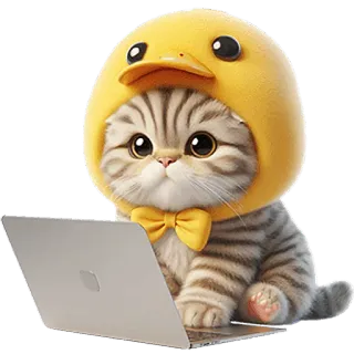 💻 cat, kitten, duck, hood, laptop, computer, animal, cute whatsapp sticker