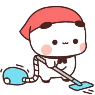 🍯 น่ารัก, สัตว์, แพนด้า, ทำความสะอาด, เครื่องดูดฝุ่น, งานบ้าน, การ์ตูน telegram sticker