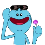 😎 Mr. Meeseeks Rick and Morty Dibujos animados, Serie de TV, Animación, Divertido, Comedia, Meeseeks, Piruleta telegram sticker