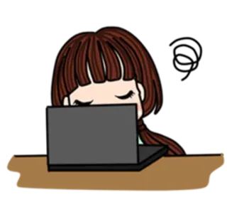 💻 menina, computador, trabalhando, desenho animado, laptop, estudando telegram sticker