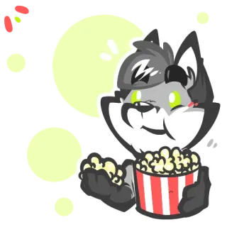 🍿 만화, 여우, 팝콘, 동물, 간식, 귀여운 telegram sticker