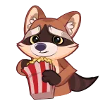 🍿 Waschbär, Popcorn, Cartoon, Tier, Snack, Film telegram sticker
