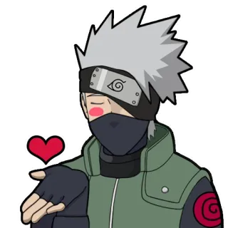 😘 Kakashi Naruto anime, ninja, manga, heart, love whatsapp sticker