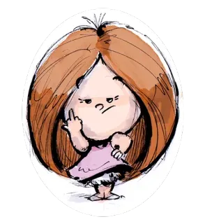 🖕 卡通, 女孩, 中指, 冒犯 telegram sticker