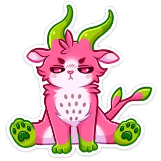 😠 adesivo, rosa, animale, creatura, peloso, cartone animato, carino, fantasy telegram sticker