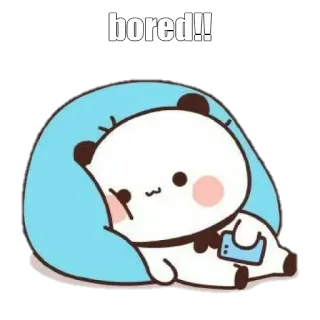 🔰 bored!! ennuyé, mignon, dessin animé, panda, animal whatsapp sticker