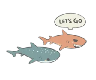 👉 Let's Go tubarões, peixes, animais, natação, fofo, desenho animado telegram sticker