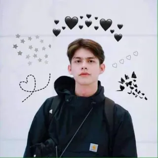 ❤ portrait, homme, coeurs, étoiles, esthétique, autocollant telegram sticker