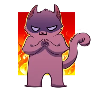 😈 teufel, katze, wütend, cartoon, süß telegram sticker