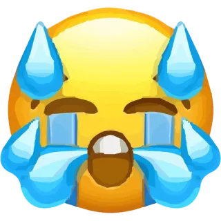 😭 Emoji, Schweiß, nervös, ängstlich, besorgt, Gesichtsausdruck, Emotion whatsapp sticker