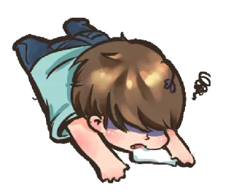 😓 exausto, cansado, frustrado, triste, chorando, desenho animado, chibi whatsapp sticker