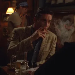 🗿 fumando, hombre, cigarrillo, interior, bar, bebiendo telegram sticker