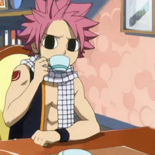 ☕ Natsu Dragneel Fairy Tail Anime, Mangá, Fairy Tail, Natsu, Natsu Dragneel, Personagem, Tomando chá, Chá telegram sticker