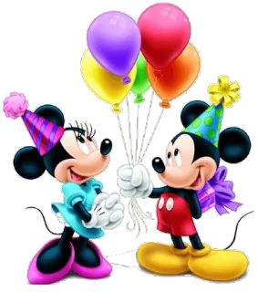 🎉 Minnie Mouse Minnie, Mickey Mouse, Disney, Cartone animato, Palloncini, Compleanno, Festa telegram sticker