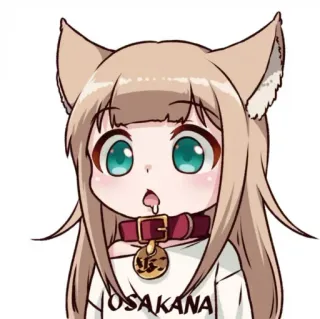 🐾 OSAKANA Аниме, Неко, Милый, Осакана, Чиби, Манга, Ошейник telegram sticker