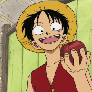 👒 Monkey D. Luffy One Piece Anime, Manga, Pirata, Sombrero de paja, Manzana telegram sticker