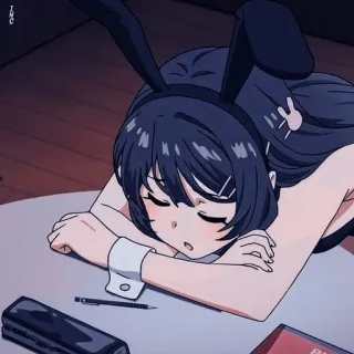 😞 Mai Sakurajima Rascal Does Not Dream of Bunny Girl Senpai 动漫, 兔女郎, 睡觉, 卡哇伊, 樱岛麻衣 telegram sticker
