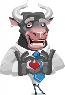 😒 byk, serce, miłość, uczuć, walentynki, słodkie, kreskówka, zwierzę telegram sticker