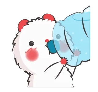 🚰 mignon, panda, ours, boire, bleu, dessin animé whatsapp sticker
