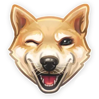 😜 cane, shiba inu, adesivo, occhiolino, felice, carino telegram sticker