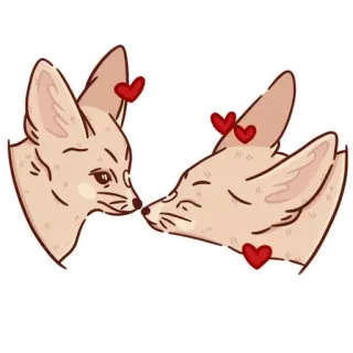 ❤️ fennec fox, fox, love, heart, cute, kiss, animals telegram sticker