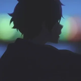 ➖ anime, silhouette, night, boy telegram sticker