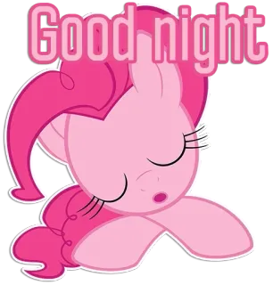 🤪 Pinkie Pie My Little Pony Good night Buenas noches, Pinkie Pie, My Little Pony, Dibujos animados, Dormilón, Lindo, Poni telegram sticker