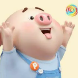 🐷 돼지, 만화, 귀여운, 사탕, 행복한, 장난기 있는 telegram sticker
