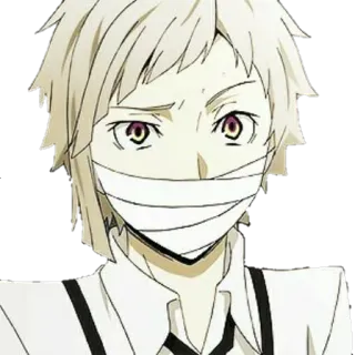 😠 Anime, Personagem, Enfaixado, Retrato, Sério, Mangá telegram sticker