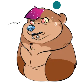 😖 urso, desenho animado, animal, peludo, fofo, personagem telegram sticker