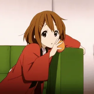 🇯🇵 Yui Hirasawa K-On! アニメ, 女の子, 平沢唯, けいおん!, 食べ物, オレンジ whatsapp sticker