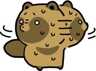 😰 タヌキ, たぬき, かわいい, 動物, マンガ telegram sticker