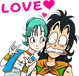 ❤ Bulma Dragon Ball LOVE anime, kartun, cinta, pasangan, hati, Yamcha telegram sticker