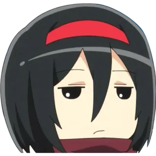 😕 Mikasa Ackerman Attack on Titan อนิเมะ, มังงะ, ตัวละคร, มิคาสะ, สีหน้าเฉยเมย, AOT, ผ่าพิภพไททัน telegram sticker