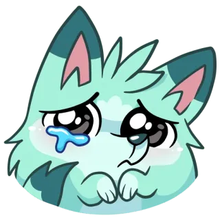 😅 pleurer, triste, animal, mignon, chat, émotionnel, dessin animé telegram sticker