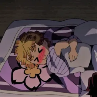 🥔 Zenitsu Agatsuma Demon Slayer Anime, Cartoon, Demon Slayer, Schlaf, Charakter whatsapp sticker