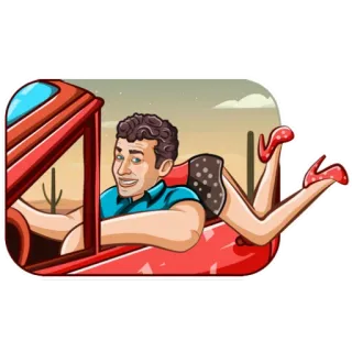🚗 รถ, ผู้ชาย, ขา, ทะเลทราย, อารมณ์ขัน, ตลก, ขับรถ whatsapp sticker