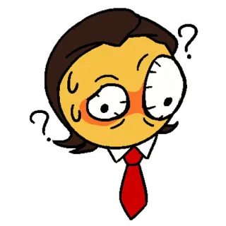 🤨 confuso, emoji, domanda, uomo d'affari, cravatta, sudore telegram sticker