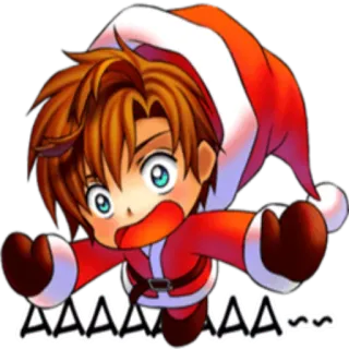 😨 AAAAAAA AA~~~ Navidad, Papá Noel, Vacaciones, Dibujos animados, Emocionado, Gritando, Rojo, Sombrero, Anime, Chibi whatsapp sticker