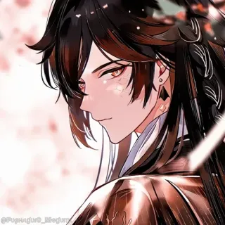 💠 Zhongli Genshin Impact anime, genshin impact, zhongli, fanart, character, video game, handsome, earring whatsapp sticker