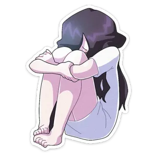☹️ Mädchen, traurig, weinend, emotional, Illustration, Cartoon whatsapp sticker
