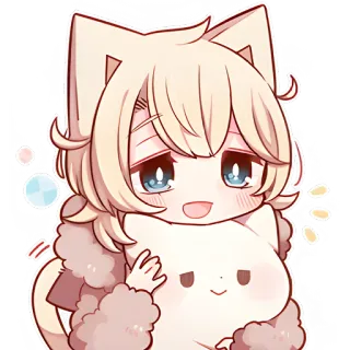 😳 Anime, Mignon, Kawaii, Oreilles de chat, Personnage, Autocollant telegram sticker