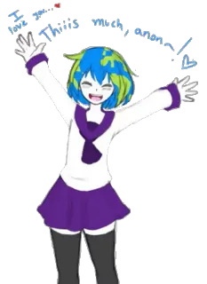 ❤ Earth-chan I love you so so much, Earth-chan! Anime, Planeta, Kawaii, Terra, Fanart, Desenho animado telegram sticker