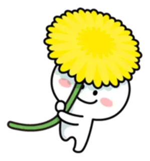 🌻 flower, dandelion, cute, character, cartoon, art, illustration telegram sticker