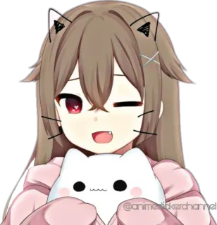 😉 @animestickerchannel Anime, Neko, Sticker, Kawaii, Mignon, Fille, Oreilles d'animaux telegram sticker