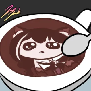 🥺 Zap Zack кот, суп, милый, аниме, мультфильм whatsapp sticker