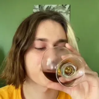 🍷 kobieta, pije, wino, szkło, portret, napój, alkohol telegram sticker
