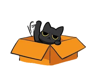 🐾 chat, boîte, doigt d'honneur, chat dessin animé, grincheux, autocollant animal telegram sticker